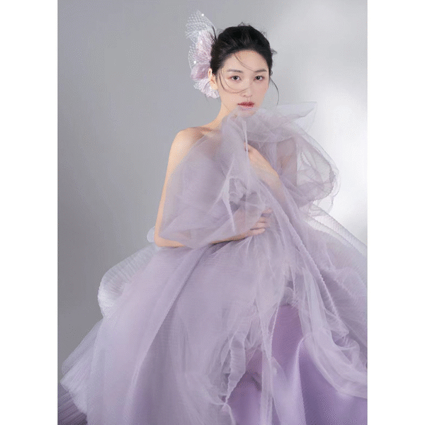 Lavender Strapless Sweet 16 Dress Tiered Ruffle Tulle Ball Gown