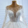 Illusion Deep V Long Sleeve Glitter Branch Rhinestone Tulle Ball Gown Wedding Dress With Train Bridal Gown