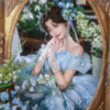 Fairy Light Blue Floral Sweet 16 Dress Off Shoulder Quince Gown