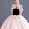 Sweet 16 Dress Black Bodice Pink Floral Ball Gown Elegant Off Shoulder Birthday Quince Dress