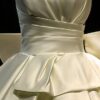 One Shoulder Draped Satin Ball Gown Wedding Dress Large Back Bow Minimalist Ivory Bridal Gown With Train
