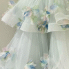 Sweet 16 Dress Mint Green Strapless 3D Butterfly Ruffle Tiered Tulle Ball Gown