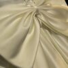 One Shoulder Draped Satin Ball Gown Wedding Dress Large Back Bow Minimalist Ivory Bridal Gown With Train