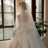 Ivory Strapless Asymmetric Draped Satin Ball Gown Wedding Dress