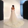 Ivory Strapless Ruched Satin Mermaid Wedding Dress With Sheer Tulle Train