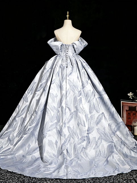 Sweet 16 Dress Silver Off Shoulder 3D Rose Overlay Satin Glitter Tulle Ball Gown