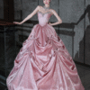 Sweet 16 Dress Dusty Pink Strapless Rhinestone Sweetheart Corset Satin Bow Ball Gown