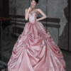 Sweet 16 Dress Dusty Pink Strapless Rhinestone Sweetheart Corset Satin Bow Ball Gown