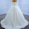 Dreamy Full Rhinestone Off Shoulder Long Sleeve Glitter Tulle Wedding Ball Gown