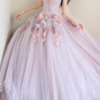 Sweet 16 Dress Lavender Halter Strapless 3D Colorful Floral Tulle Puffy Ball Gown