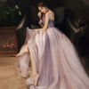 Sweet 16 Dress Ombre Lavender Pink Strapless Glitter Tulle A Line Floor Length Formal Gown