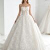 Strapless Scalloped Lace Ball Gown Wedding Dress Satin Cross Waist Big Bow Vintage Ivory Bridal Gown With Train