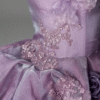 Sweet 16 Dress Dusty Purple Strapless Beaded Lace 3D Rose Ruffled Organza Ball Gown