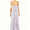 Lavender Metallic Strapless V Notch Pleated Loose Formal Evening Maxi Dress