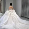 Strapless Lace Layered Ball Gown