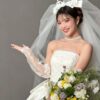 Lace Applique Satin Bow Ball Gown