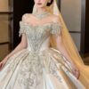 Off-Shoulder Satin Ball Gown