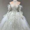 Halter Neck Feather Sparkly Sequin Ball Gown