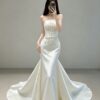 2-in-1 Satin Overskirt Wedding Dress