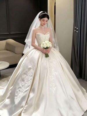 Strapless Satin Ball Gown