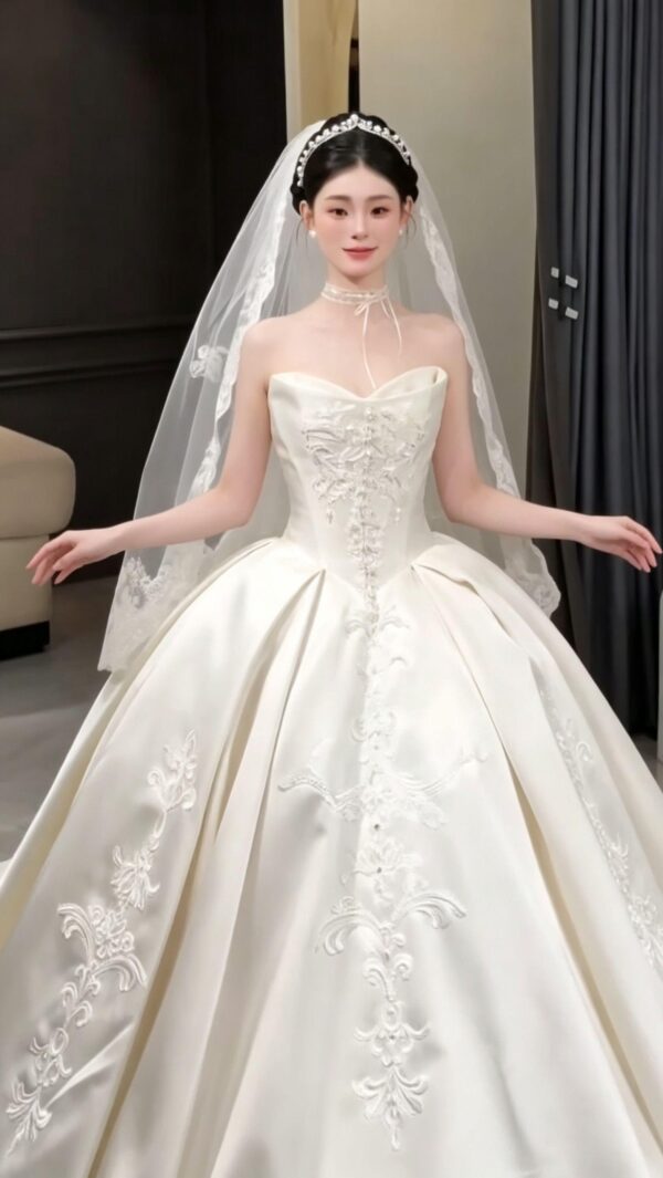Strapless Satin Ball Gown