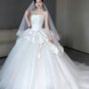 Ivory Strapless Draped Satin Bow Wedding Dress