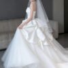 Ivory Strapless Draped Satin Bow Wedding Dress