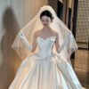 Draped Strapless Satin Wedding Dress