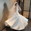 Draped Strapless Satin Wedding Dress