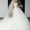 Strapless Draped Tulle Lace Ball Gown
