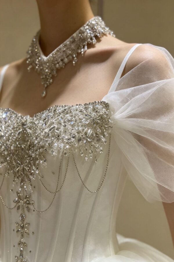 Off-Shoulder Shimmering Tulle Wedding Dress