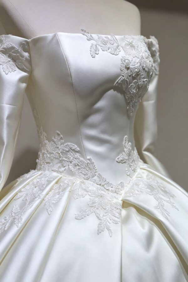 Long Sleeve Satin Wedding Dress