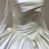 Minimalist Satin Ball Gown with Lace Sleeves