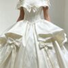 Off-Shoulder Bow Satin Wedding Dress