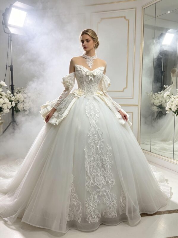 Detached Sleeve Lace Wedding Dress