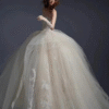 Ivory Strapless Lace Applique Tulle Ball Gown