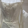 Ivory Satin Corset Lace Slit Wedding Dress