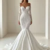 Ivory Long Sleeve Lace Mermaid Wedding Dress