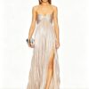 Champagne Metallic High Slit Formal Gala Long Dress