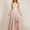 Blush Sparkly Spaghetti Strap A-Line Evening Dress