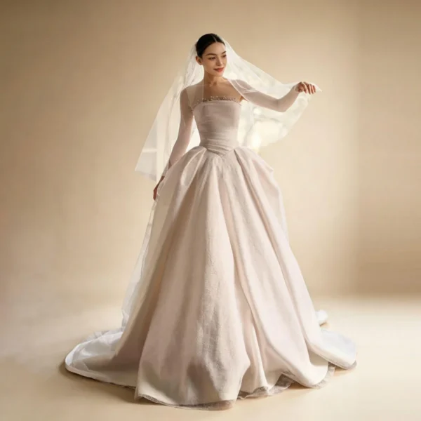 Draped Satin Wedding Dress