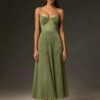 Slim Fit Sage Corset Bustier Mid Length Evening Party Dress