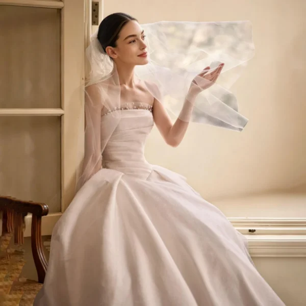Draped Satin Wedding Dress