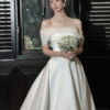 Minimalist Matte Satin Off-Shoulder Wedding Dress