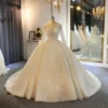 Long Sleeve Glitter Wedding Dress