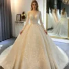 Long Sleeve Glitter Wedding Dress