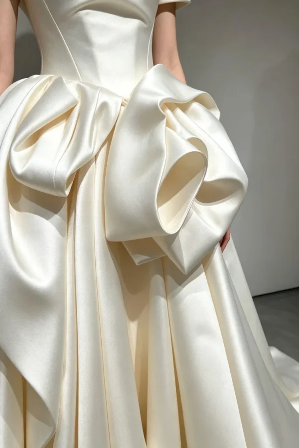 Beaded Off-the-Shoulder Satin Wedding Dress