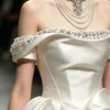 Beaded Off-the-Shoulder Satin Wedding Dress