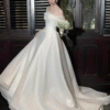 Minimalist Matte Satin Off-Shoulder Wedding Dress