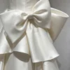 Strapless Embroidered Satin Bow Wedding Dress